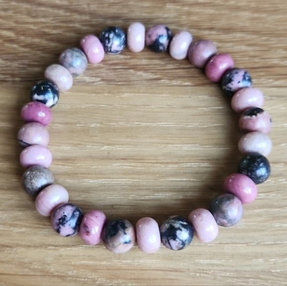 Rhodonite Bead Stretch Bracelet - Picture 4 of 9